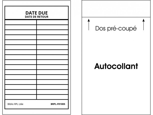 Feuillets bilingues autocollants Date de retour