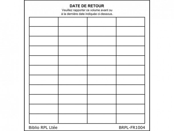 Feuillets autocollants Date de retour