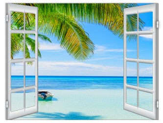 Paradise window - Self-Adhesive Vinyl Poster