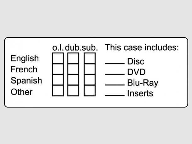 Étiquettes d'identification pour documents audiovisuels - Anglais